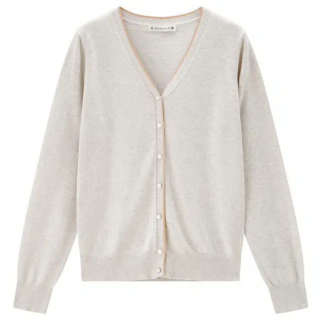 佐丹奴 纯色通勤单排扣开衫长袖针织衫 女款