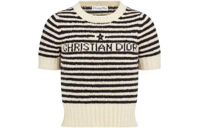 Dior Logo Stripe Knit Tee Black