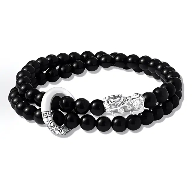 福柚 八方来财 貔貅圆珠 新中式国潮复古 招财纳福 小众设计吞金兽 民族风轻奢高级感 树脂 手串 男款