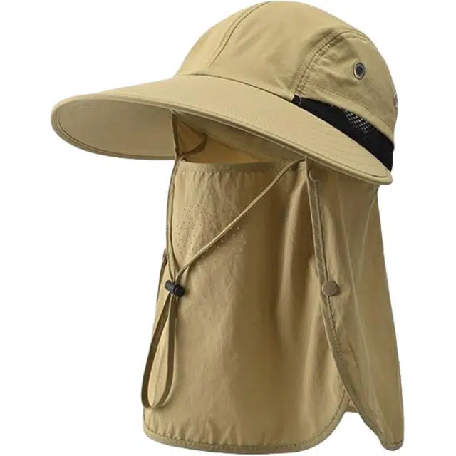 优莲茵 夏季轻薄户外护颈遮阳面罩 全脸仿紫外线 登山一体帽 聚酯纤维 防晒帽 男女同款情侣款