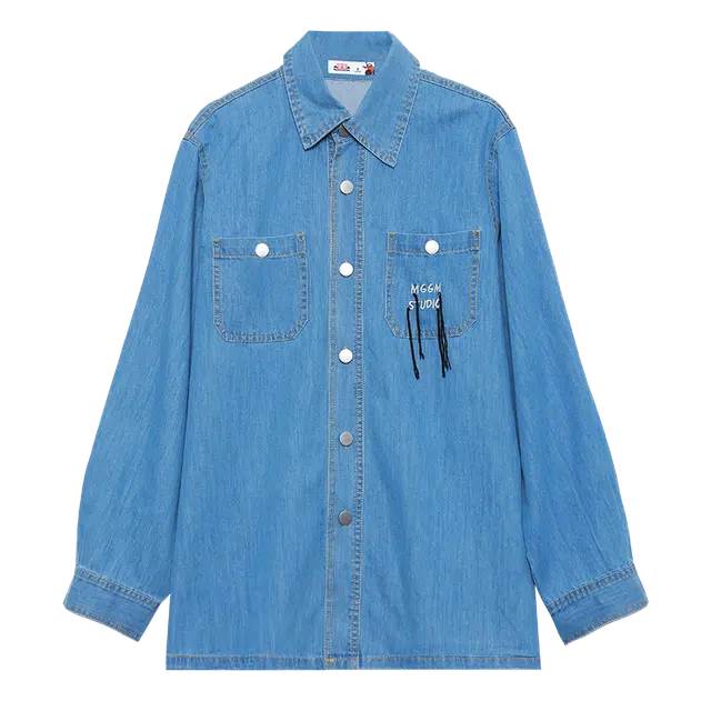 木果果木 时尚舒适通勤长袖衬衫 女款 牛仔蓝