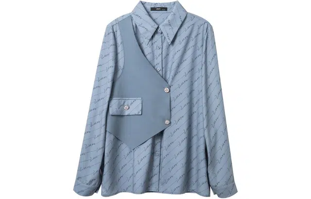 【dme】 拼接式不对称长袖衬衫 女款