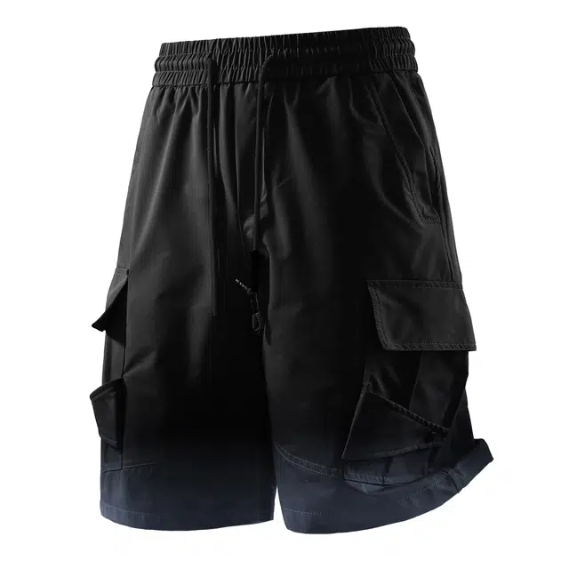 敦煌博物馆 美式复古水洗渐变直筒宽松多口袋机能大码阔腿百搭运动休闲短裤 男女同款