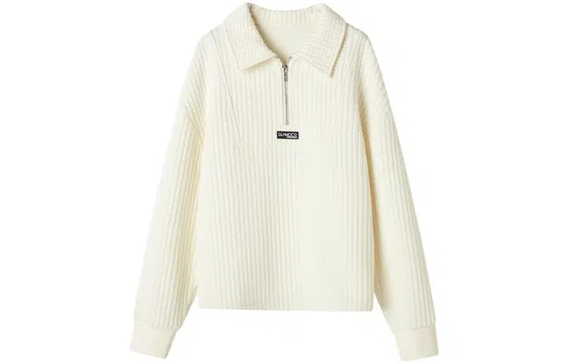 【dme】 翻领套头宽松无帽卫衣 女款 米白