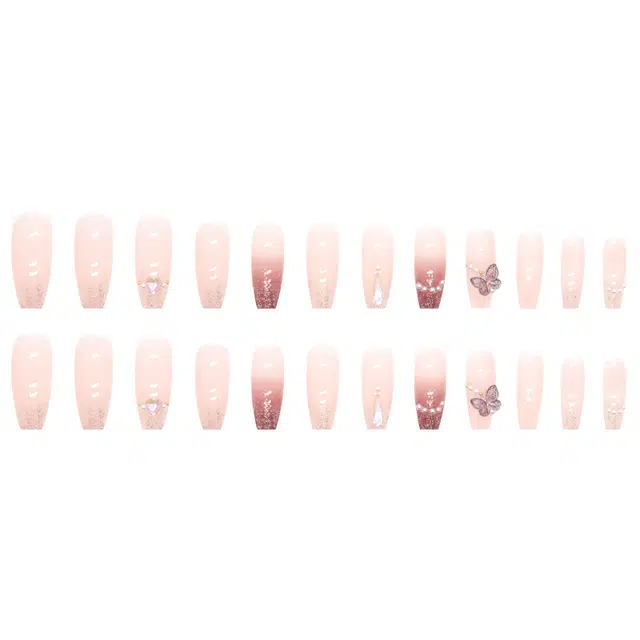 馨枕居 初秋显白钻款  穿戴甲 中梯粉色渐变 细闪