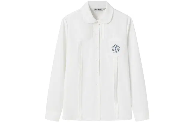 东鲸岁时记 刺绣单排扣翻领长袖 樱时衬衫 女款