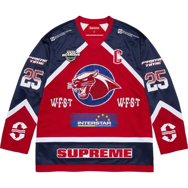 Supreme SS25 WEEK1 Rhinestone Hockey Jersey