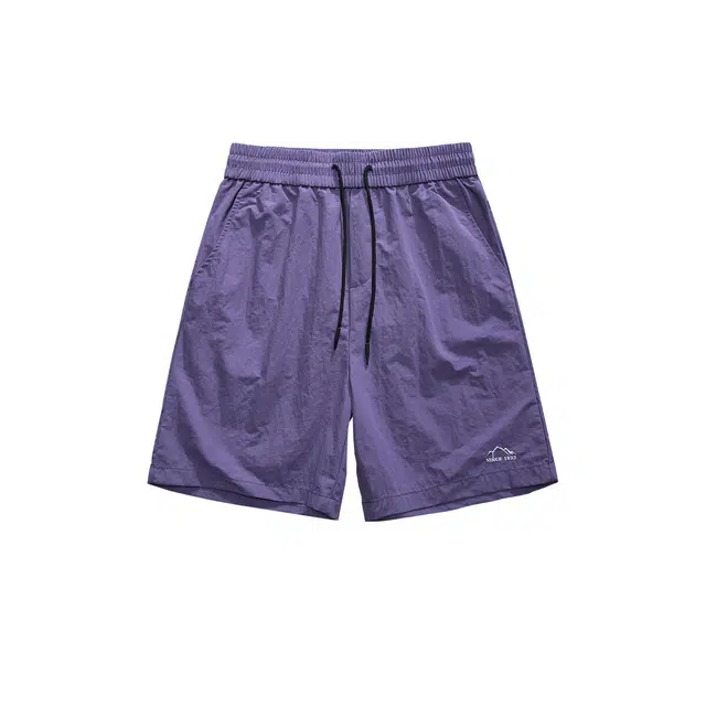 欧路得 刺绣薄款速干运动宽松沙滩五分休闲短裤 男款