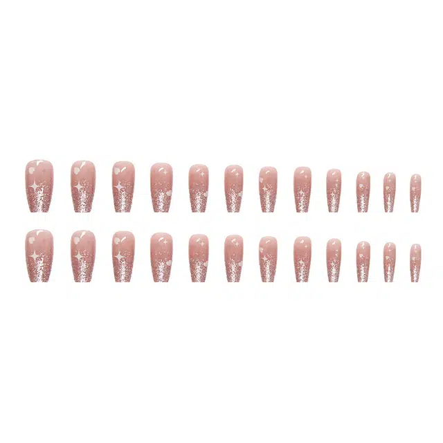 馨枕居 粉星星爱心  穿戴甲 中梯粉色晕染 可爱