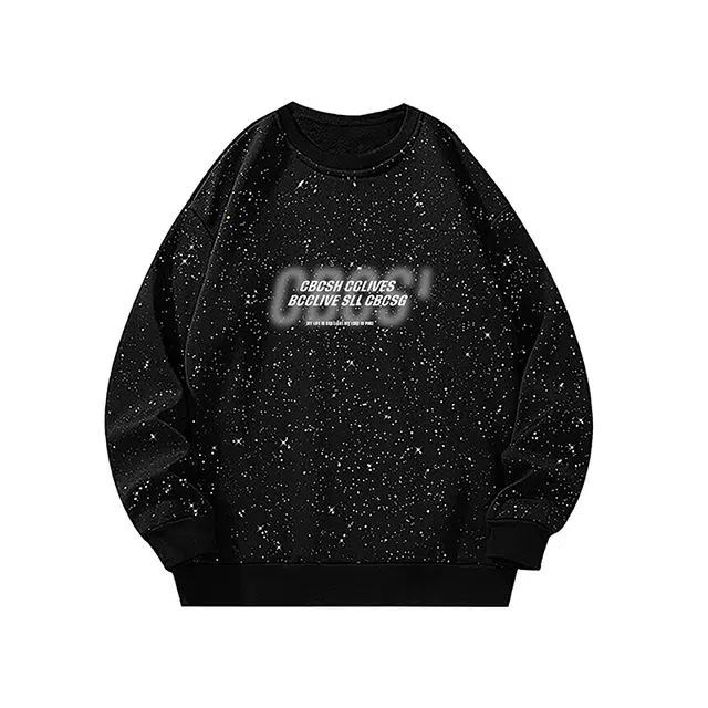 草本初色 满天星通勤宽松卫衣 男女同款 黑色