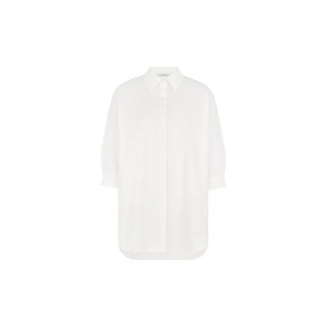 美洋 中空纱防晒纯色翻领七分袖衬衫 女款 白色