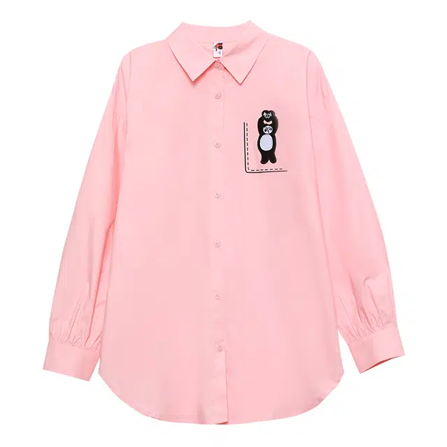 木果果木 百搭简约宽松长袖衬衫 女款 粉色