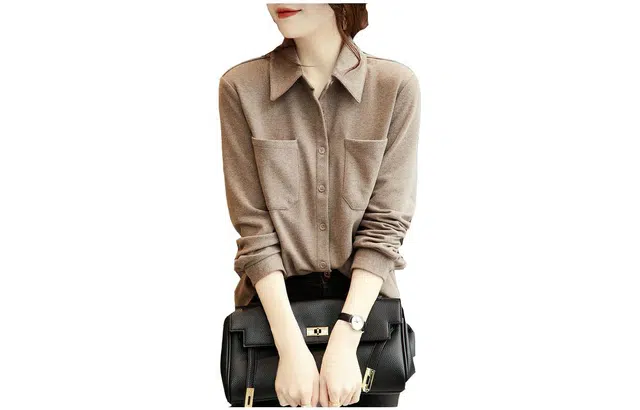 【dme】 纯色加厚设计感长袖衬衫 女款