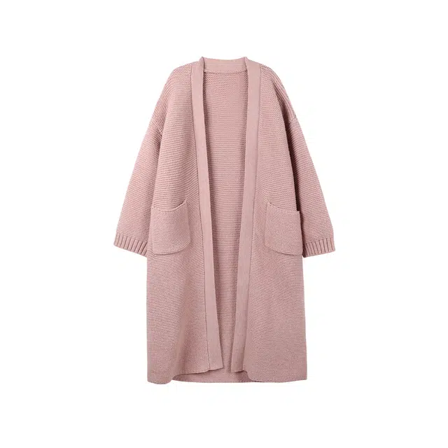 花栗鼠小姐 纯色双口袋百搭宽松针织衫 女款