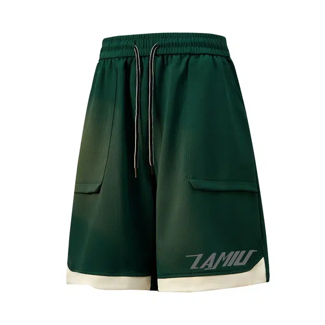 兰缪 基础款拼色透气宽松五分裤休闲短裤 男女同款