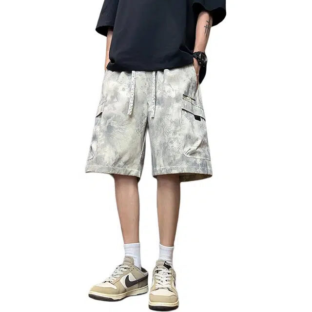 黑恐龙 美式复古舒适百搭宽松直筒休闲短裤 男女同款