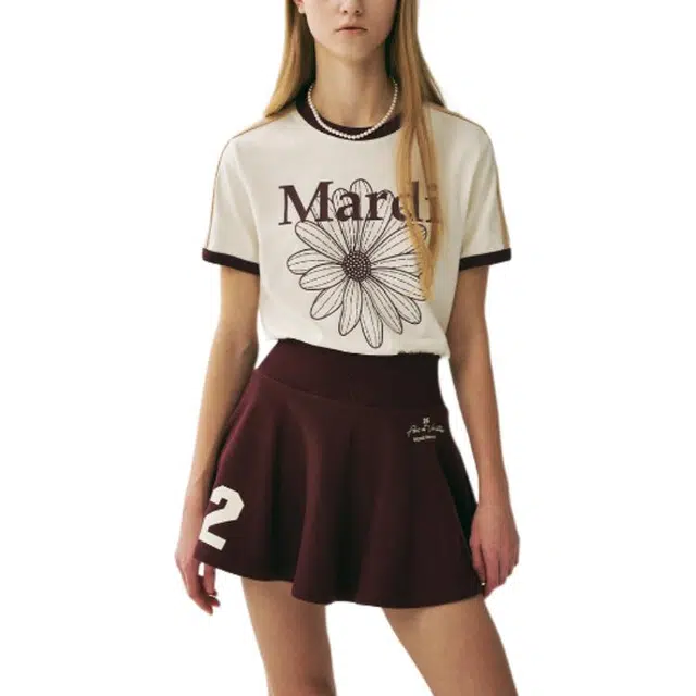 MARDI MERCREDI LINGER TSHIRT FLOWERMARDI_CREAM BURGUNDY SS25T