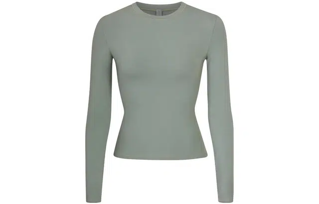 SKIMS COTTON JERSEY LONG SLEEVE T-SHIRT T MINERAL