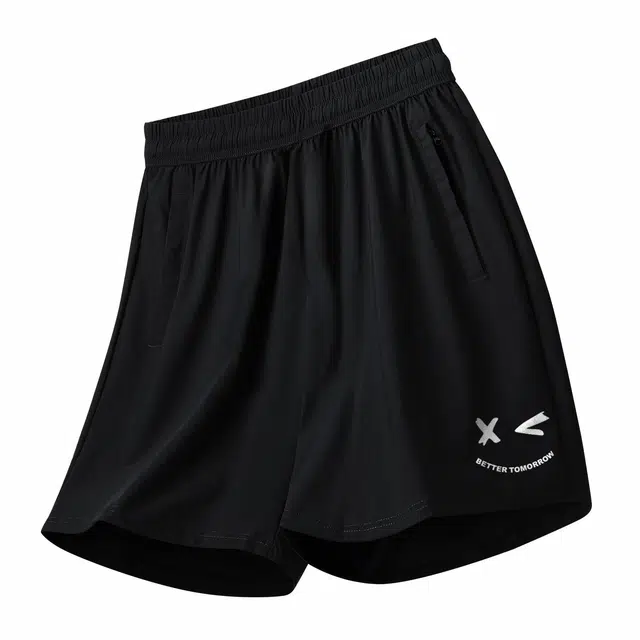 纳趣 笑脸纯色时尚百搭宽松五分休闲短裤 男款 黑色