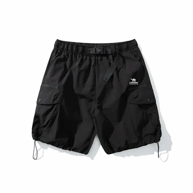 领航骆驼 户外美式高街舒适字母中腰系带百搭宽松休闲短裤 男款