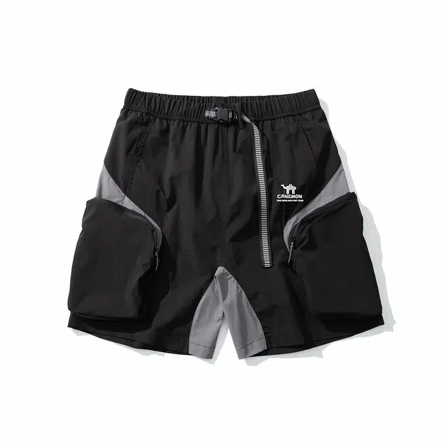 领航骆驼 美式高街字母图案户外中腰系带百搭宽松休闲短裤 男款