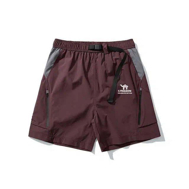 领航骆驼 美式高街舒适户外潮流字母中腰系带百搭宽松休闲短裤 男款