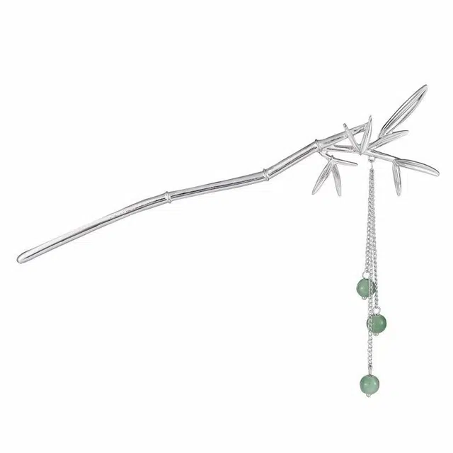 【节节高】 指尖瑰宝 竹叶流苏步摇古风简约小众复古气质盘发新中式清冷高级感步摇事业学业双上岸日常通勤百搭 镀银 发簪 女款