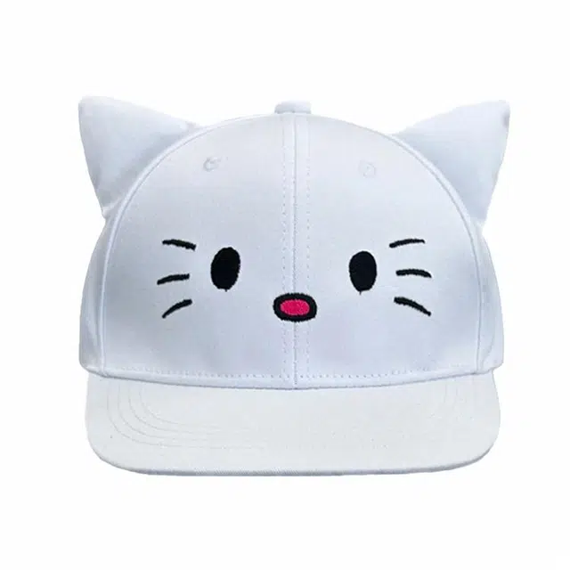 浪莎 美式甜美可爱猫咪刺绣平檐户外出行防晒遮阳时尚潮流街头嘻哈学生百搭大头围显脸小 棉 棒球帽 男女同款情侣款