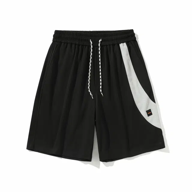 大白鲨 美式复古时尚潮流拼接个性设计高级感宽松运动百搭五分休闲短裤 男女同款