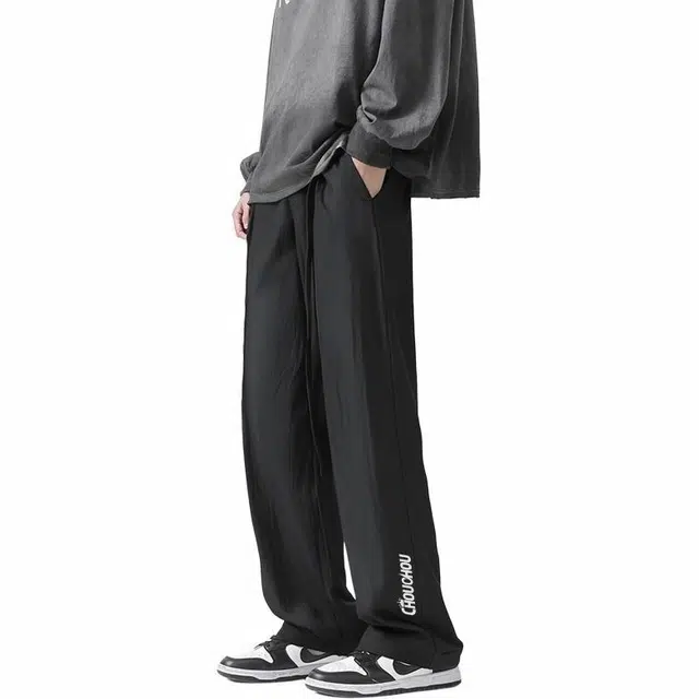 周同学 周杰伦学院风美式街头嘻哈无性别主义反光刻字膜工艺宽松垂感直筒舒适休闲裤 男女同款