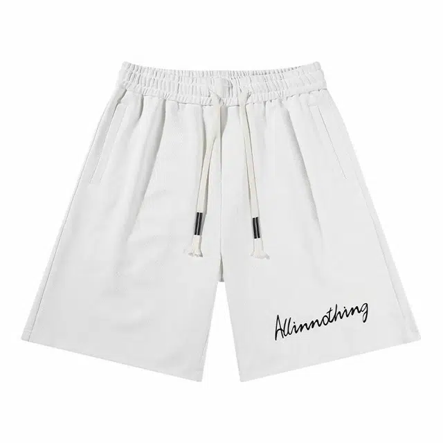 隐狼世家 美式简约时尚舒适简约中腰宽松系带纯色字母适中五分休闲短裤 男款