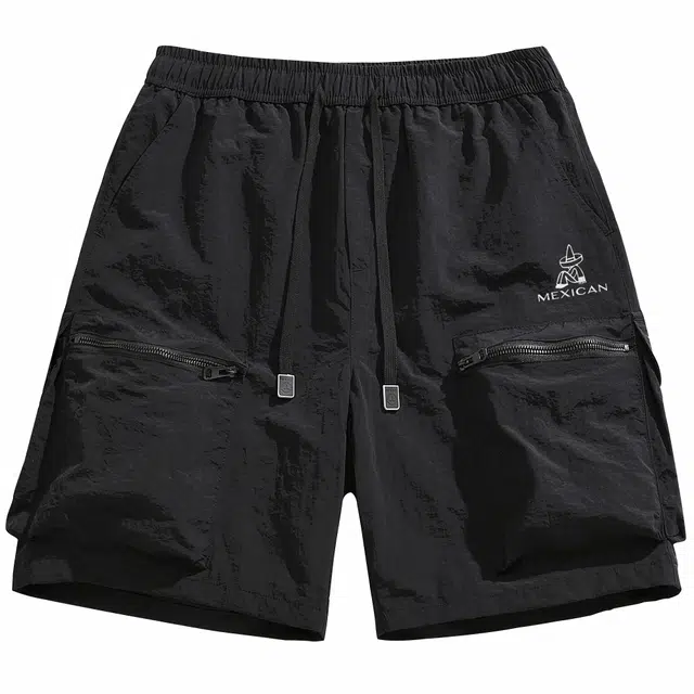 稻草人 美式高街复古基础款简约品牌字母印花图案宽松休闲口袋设计流行百搭舒适工装短裤 男女同款