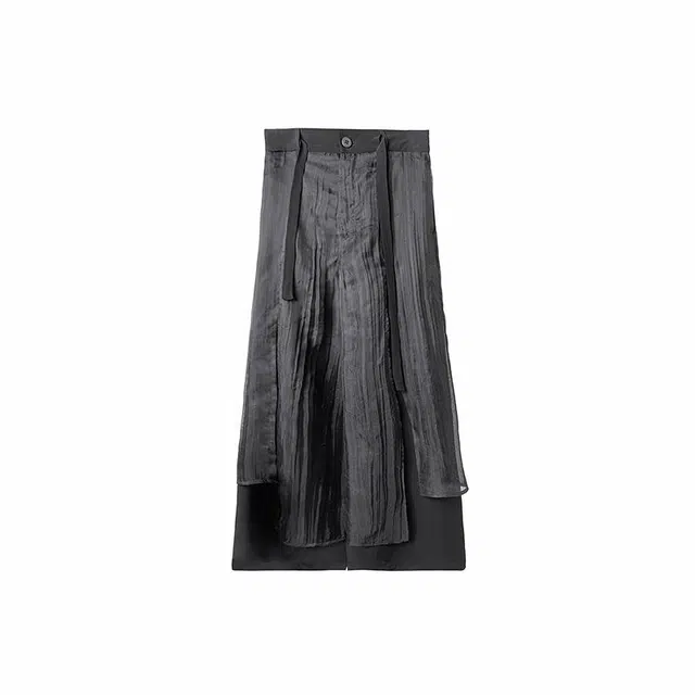 幻象者 原创设计宽松直筒八分裤子武士裤裙休闲裤 男女同款 黑色