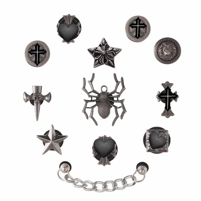 Punk Y2K Cross Spider Chain Crocs Charm