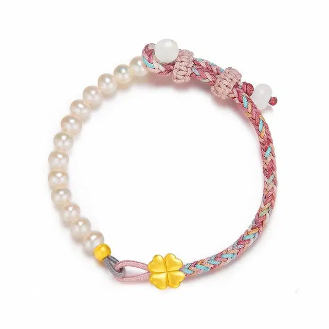 贝诗珠宝 幸运四叶草小众国风 淡水珍珠 珍珠手链 男女同款情侣款