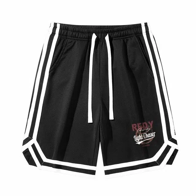 红蜻蜓 条纹透气薄款网眼舒适百搭跑步健身美式简约篮球体育生训练五分休闲短裤 男女同款