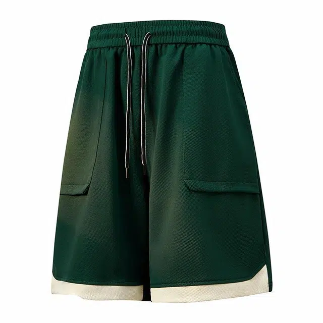 兰缪 美式复古拼色基础款休闲短裤 男女同款