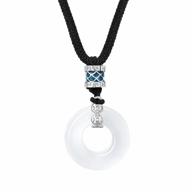 周百福 新中式平安扣 龙鳞滴胶铜钱 精致古典气质 简约百搭高级感 小众设计感#好运 玉髓 项链 男女同款情侣款