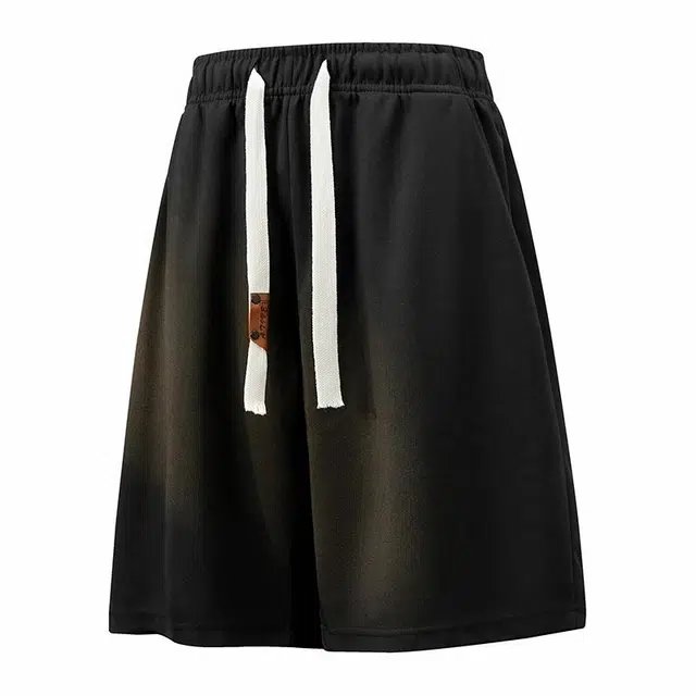 兰缪 日系简约山系户外跑步骑行健身纯色基础款抽绳美式复古日常舒适通勤无性别主义透气运动裤亲肤柔软五分裤休闲短裤 男女同款