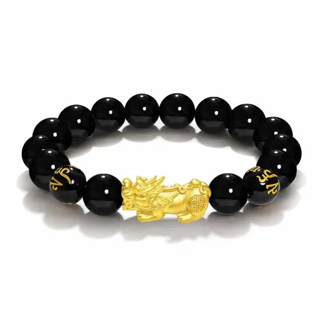 余笙情 【财源滚滚】招财进宝貔貅吞金兽 六字真言新中式国潮文玩佛珠盘玩#好运 黑檀 手串 男女同款情侣款