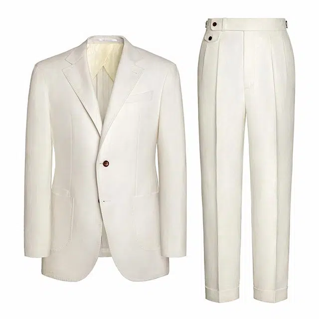 SKARO Linen Business Suit White