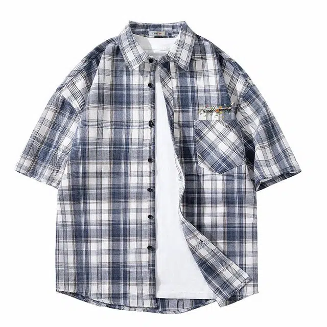 红蜻蜓 美式高街学院风基础百搭短袖衬衫 男女同款