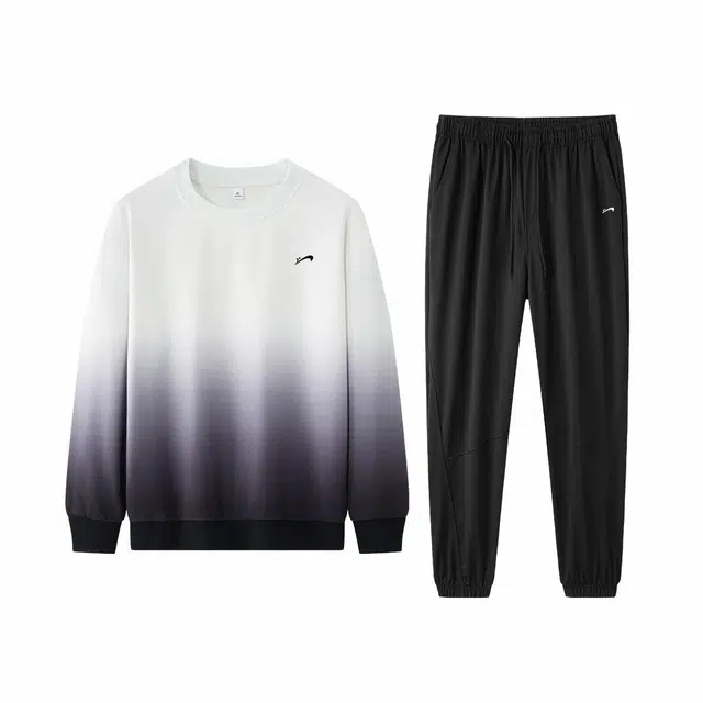 贵人鸟 圆领套头渐变简约宽松卫衣舒适系带百搭束脚长裤休闲运动套装 男女同款