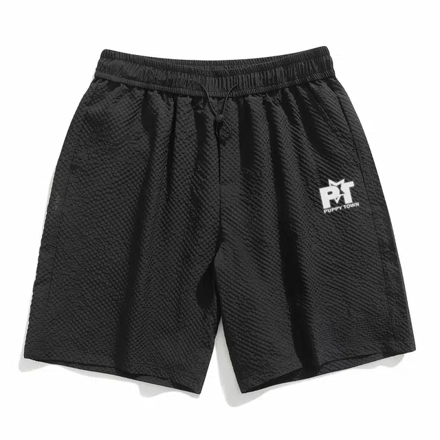 黑恐龙 潮牌复古泡泡格宽松百搭柔软透气垂感直筒五分休闲短裤 男女同款