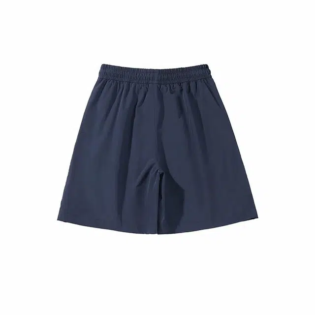 宝米卡 美式高街复古运动五分跑步宽松纯色系带休闲短裤 男女同款 藏青色