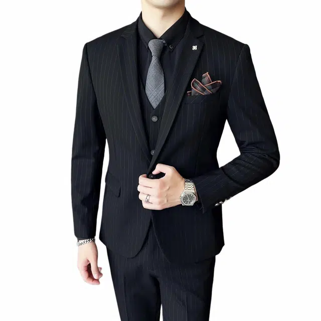 大白鲨 修身大码工西服男士礼商务休闲服西装套装 男款
