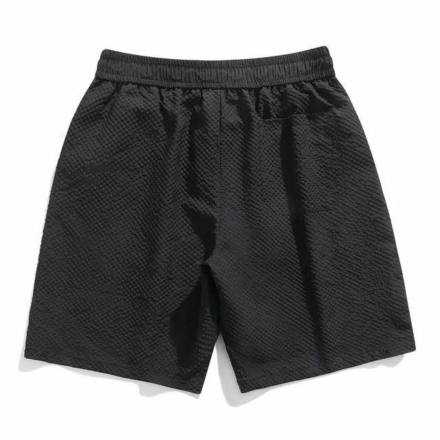 黑恐龙 潮牌复古泡泡格宽松百搭柔软透气垂感直筒五分休闲短裤 男女同款