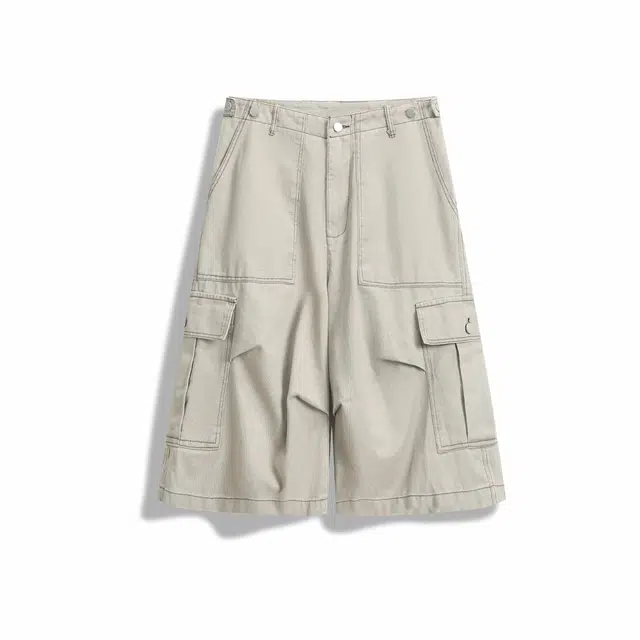 欧路得 美式多口袋工装高街潮牌运动七分裤宽松百搭阔腿休闲短裤 男款