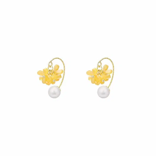 芒果饰品 春季超仙桂花珍珠流苏轻奢高级感 亚克力 耳环 女款