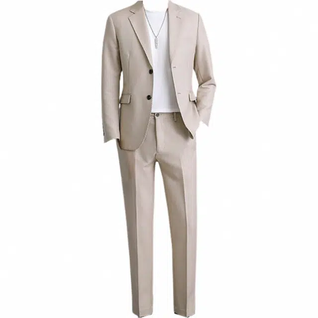 泡泡陷阱 高级感轻熟商务风舒适宽松透气垂感休闲西装套装 男款